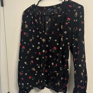 Old Navy Black Floral Blouse